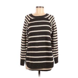 RDI Gray White Stripped Thick Woven Knitted Pullover Open Sides Sweater Medium